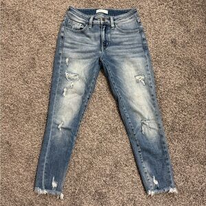 Kancan Signature Blue Denim Ankle Cropped Jeans